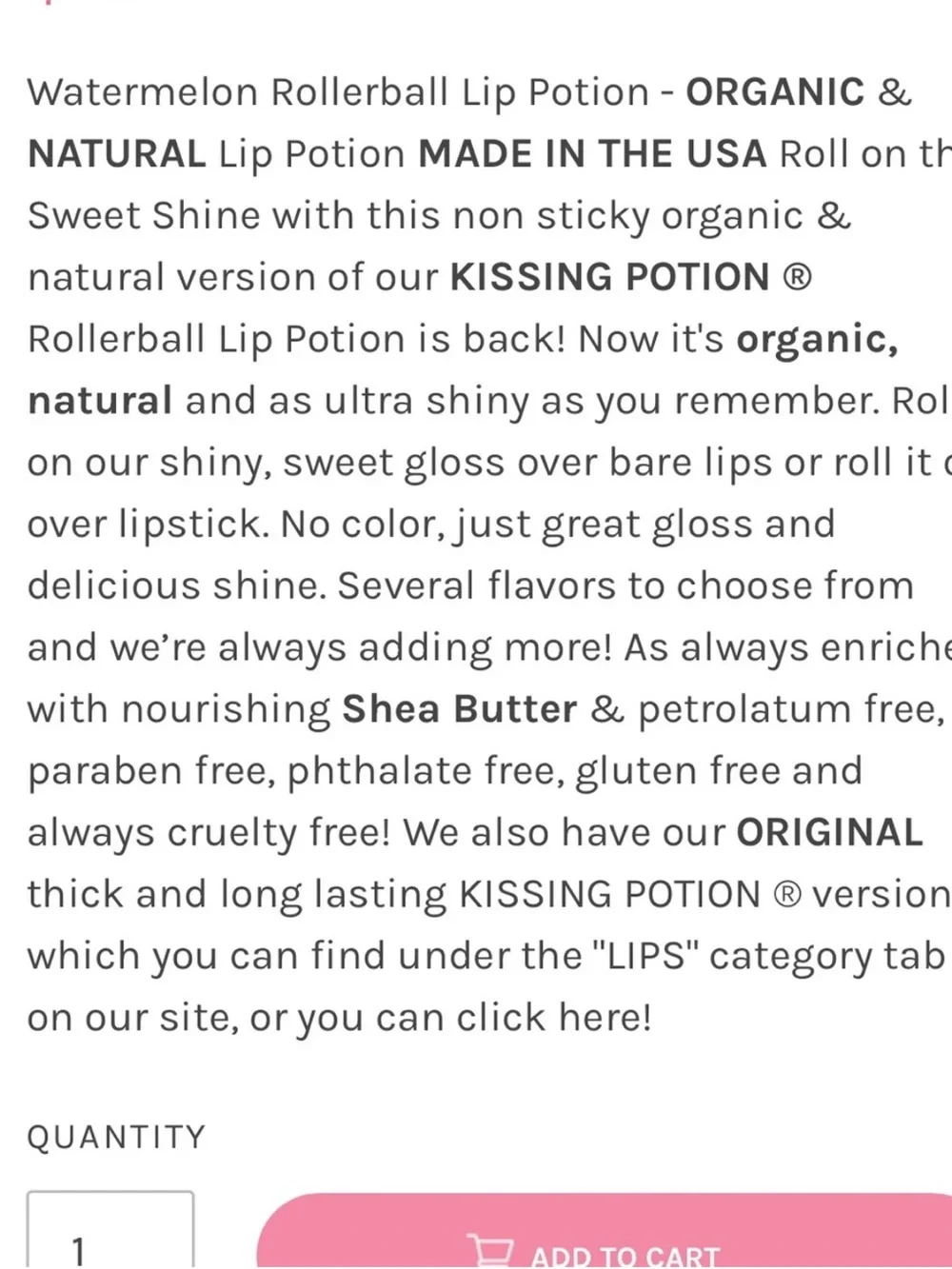 NEW! RollerBall Lip Gloss Kissing Potion NWT